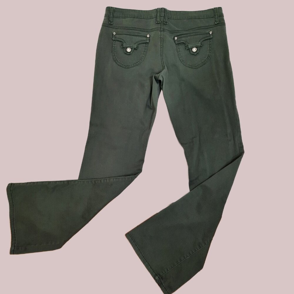 Y2K Bongo Low Rise Bootcut Flare Pants Size 11 Khaki Green Flap Pockets